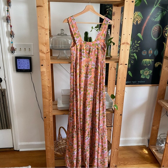 Free People Orange Floral Wide Leg Aloha Jumpsuit M - Picture 3 of 16